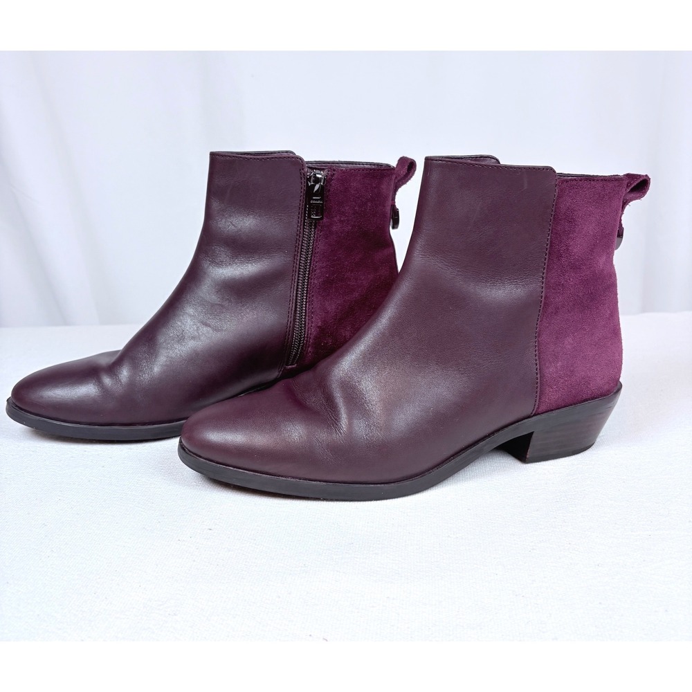 Coach Carmen Burgundy Plum Leather Suede Ankle Boots A01542 Womens 7.5B Luxury